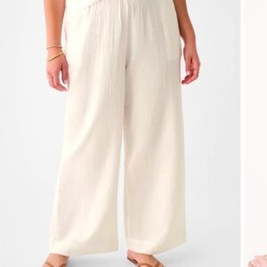 Faherty Dream Cotton Gauze Wide Leg Pants Medium (28x29.5)